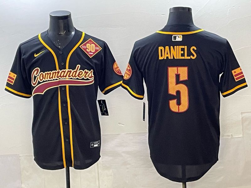 Men 2025 Nike Washington Commanders #5 Daniels Black 3th generation Joint Name Limited NFL Jersey 003